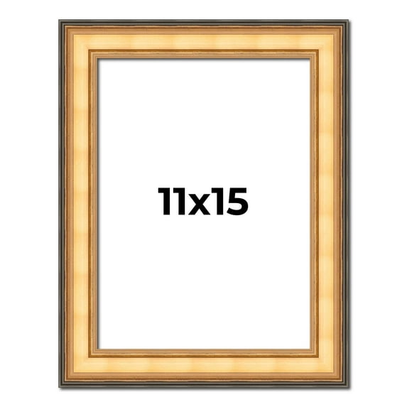 11x15 Frame Gold Plein Aire Solid Wood Picture Frame Width 2 Inches | Interior Frame Depth 0.5
