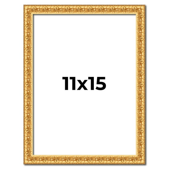 11x15 Frame Gold Real Wood Picture Frame Width 1 inches | Interior Frame Depth 0.5 inches | Edwina