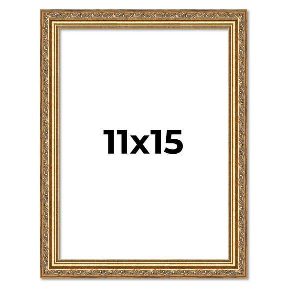 11x15 Frame Gold Solid Wood Picture Frame Width 1.25 Inches | Interior Frame Depth 0.375 Inches |