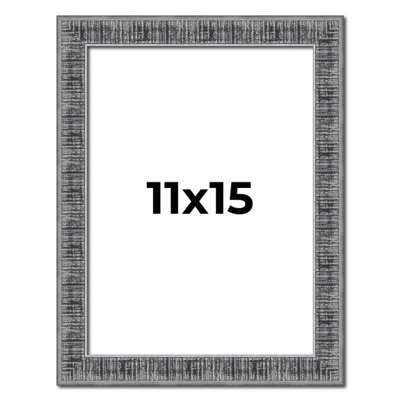 11x15 Frame Silver Black Rustic Sonoma Solid Wood Picture Frame | 1.5 Inch Moulding Width |