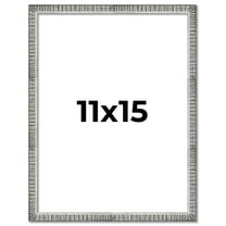 11x15 Frame Silver Grey Distressed Solid Wood Picture Frame | 0.75 Inch Moulding Width | Interior