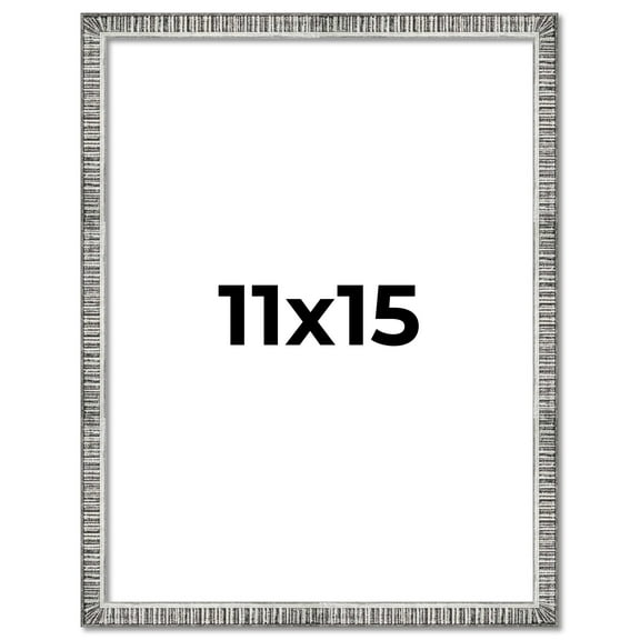 11x15 Frame Silver Grey Distressed Solid Wood Picture Frame | 0.75 Inch Moulding Width | Interior