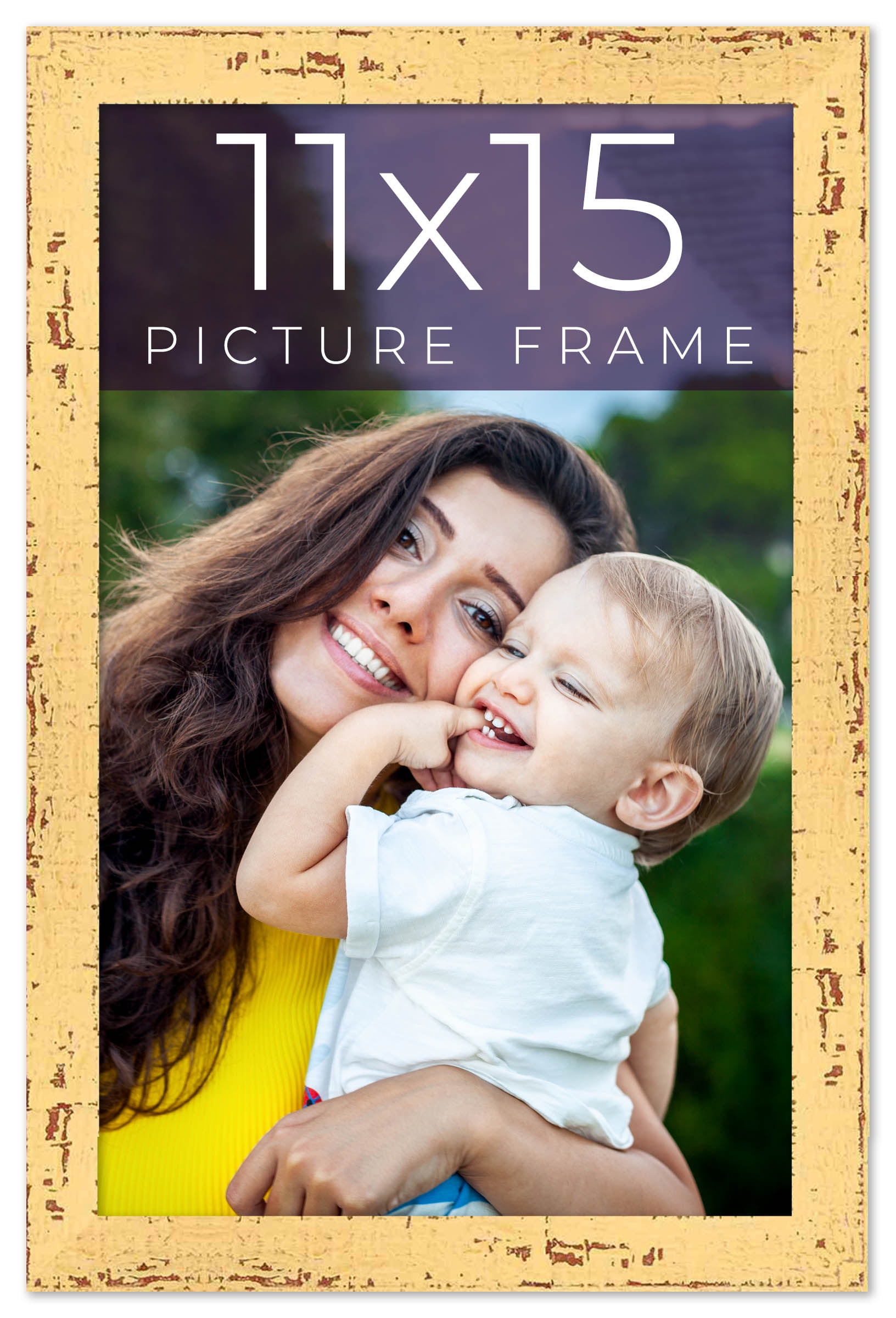 11x15 Frame Yellow Real Wood Picture Frame Width 1.25 inches Interior Frame Depth 0.5 inches