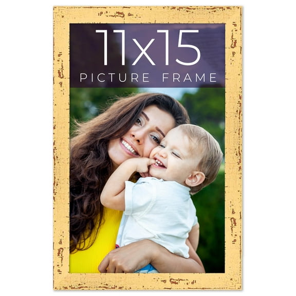 11x15 Frame Yellow Real Wood Picture Frame Width 1.25 inches | Interior Frame Depth 0.5 inches |