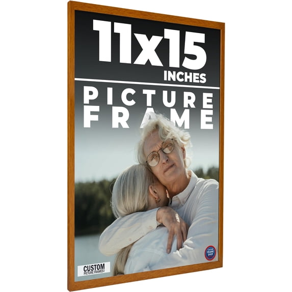 11x15 Honey Brown Real Wood Picture Frame Width 0.75 inches | Interior Frame Depth 0.5 inches |