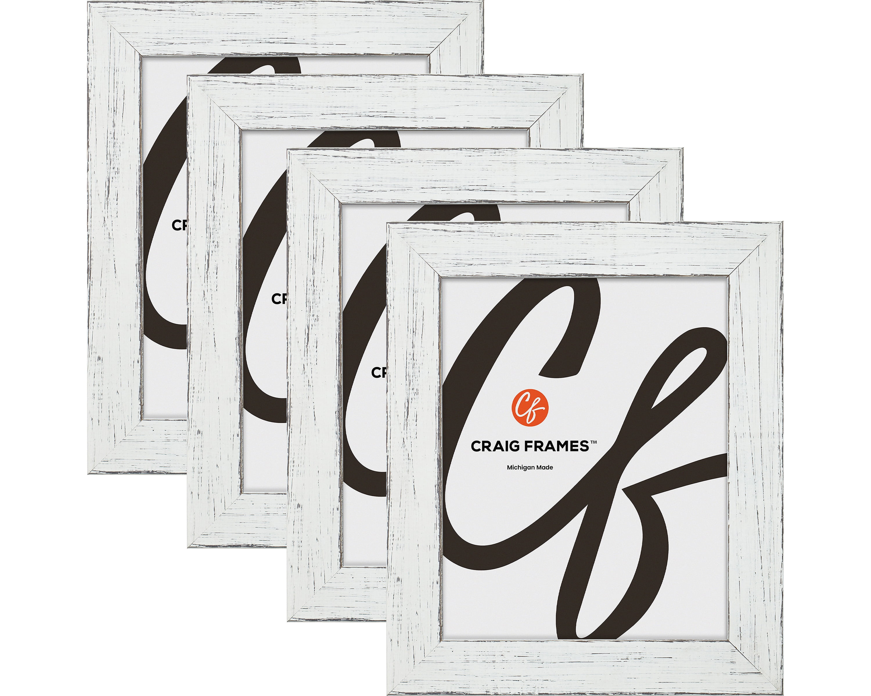 11x15 Rustic Country White Picture Frame Solid Wood, Set of Four