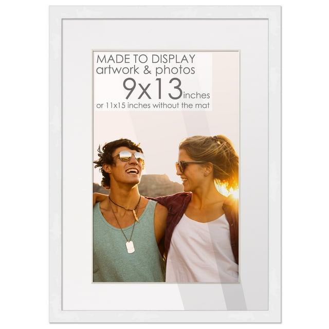 11x15 White Picture Frame with 8.5x12.5 White Mat Opening for 9x13