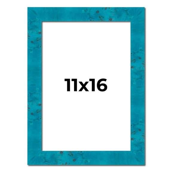 11x16 Frame Blue Teal Burl Wood Picture Frame | 1.75 Inch Moulding Width | Interior Frame Depth 0.5
