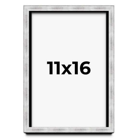11x16 Frame Brushed Silver Solid Wood Picture Frame | 0.75 Inch Moulding Width | Rabbet Depth 0.75