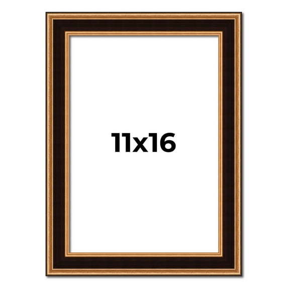 11x16 Frame Gold Brown Plein Air Vintage Solid Wood Picture Frame | 1.75 Inches Moulding Width |
