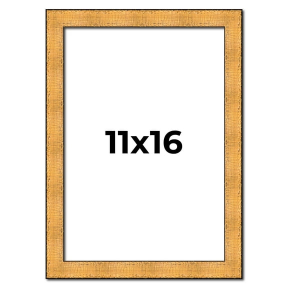 11x16 Frame Gold Rustic Solid Wood Picture Frame | 1.25 Inch Wide Moulding | Rustique Gold