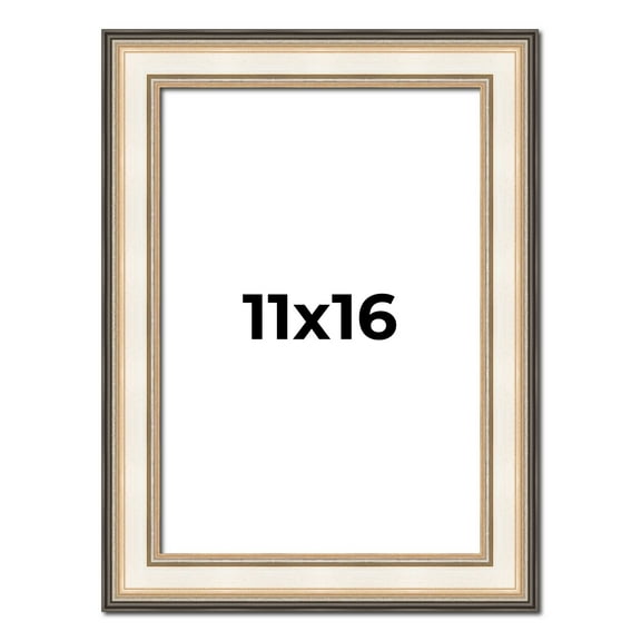 11x16 Frame Gold Silver Plein Aire 2" Inch Wide Moulding Solid Wood Picture Frame | Modena