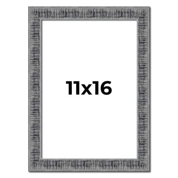 11x16 Frame Silver Black Rustic Sonoma Solid Wood Picture Frame | 1.5 Inch Moulding Width |