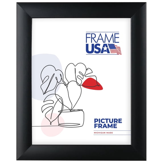 11x16 Picture Frame – Black Simply Poly Style 205-10, 1.25 Inch Polystyrene Moulding, Includes Glass and Backing – Wall Display Frame for Art, Posters, or Photos – Frame USA