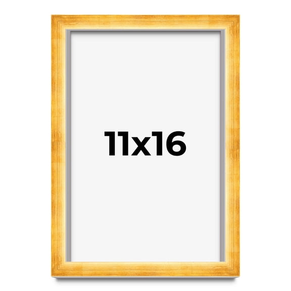 11x16 Shadow Box Frame Gold | 1.625 Inches Deep Real Wood Traditional Shadowbox Display Frame | UV