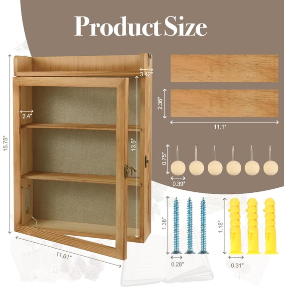 11x16 Shadow Box Frame with Light, Wedding Memorial Display Case with Shelves and Top Platform, Large Deep Shadow Box for Flowers, Wedding Gift, Hanging Rope and Wall-Mountable, Rustic Wood