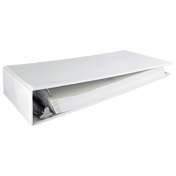 11x17 Binder Vinyl Panel with pockets (open on top) Featuring a 3" Angle-D Ring White