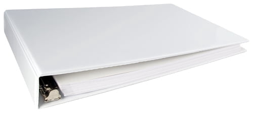 11x17 Binder Vinyl Panel with top opening pockets Featuring a 1.5" Angle-D Ring White