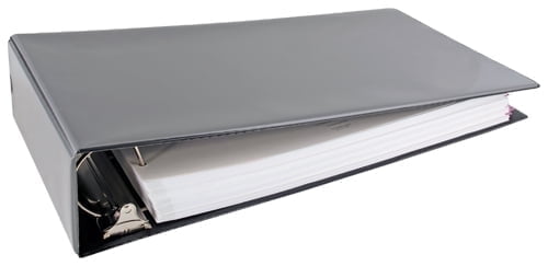 11x17 Black Binder Vinyl Panel with top opening pockets Featuring a 3" Angle-D Ring