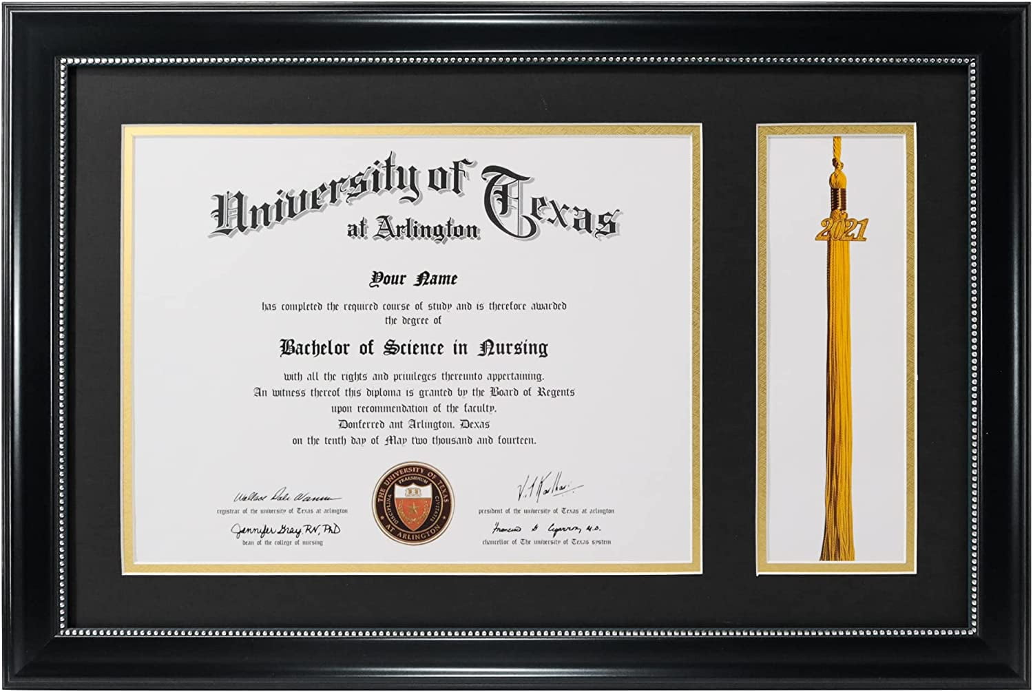 Yaetm 11x17 Diploma Frame With Tassel Holder - Fits 8.5x11 Certificate, Tempered Glass, Black & Gold Mat, Graduation Gift - View #8