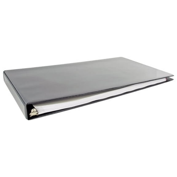 11x17 Black Vinyl Panel Binder with top opening pockets Featuring a 1" Angle-D Ring