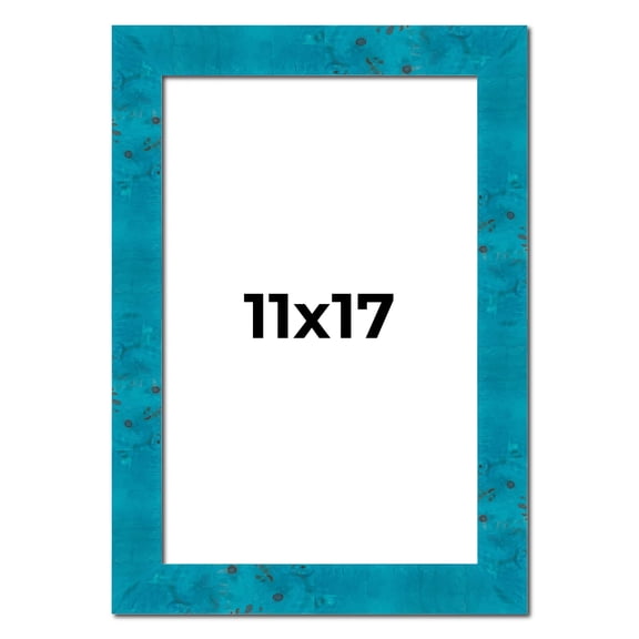 11x17 Frame Blue Teal Burl Wood Picture Frame | 1.75 Inch Moulding Width | Interior Frame Depth 0.5