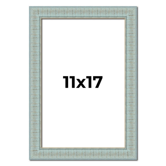 11x17 Frame Blue Teal Distressed Solid Wood Picture Frame | 1.625 Inch Moulding Width | Sonoma Blue
