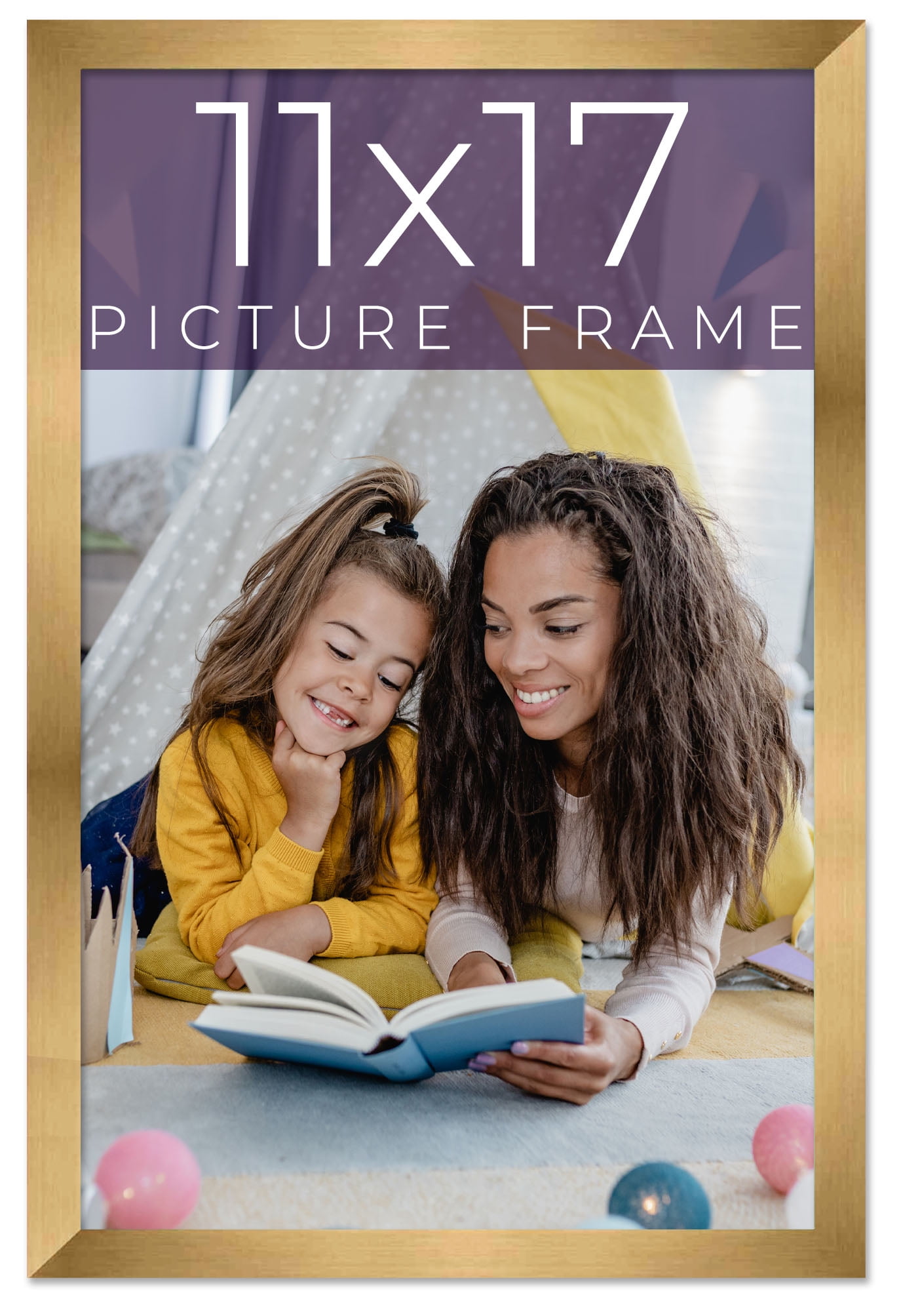 11x17 Frame Gold Bronze Solid Wood Picture Frame Width 0.75 Inches ...