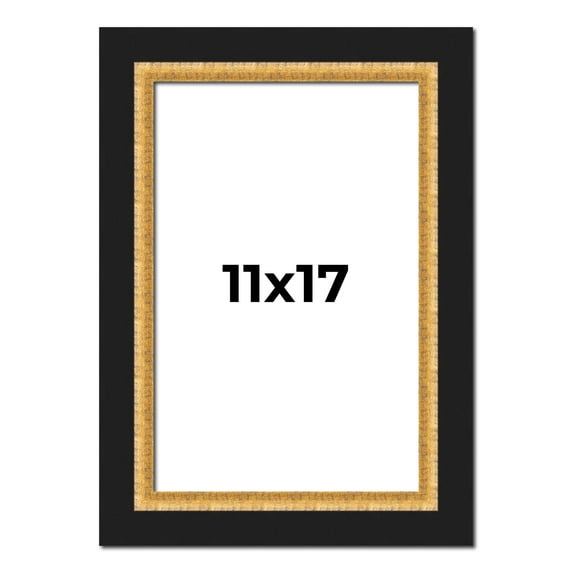 11x17 Frame Gold Real Wood Picture Frame Width 2.25 Inches | Interior Frame Depth 0.5 Inches |
