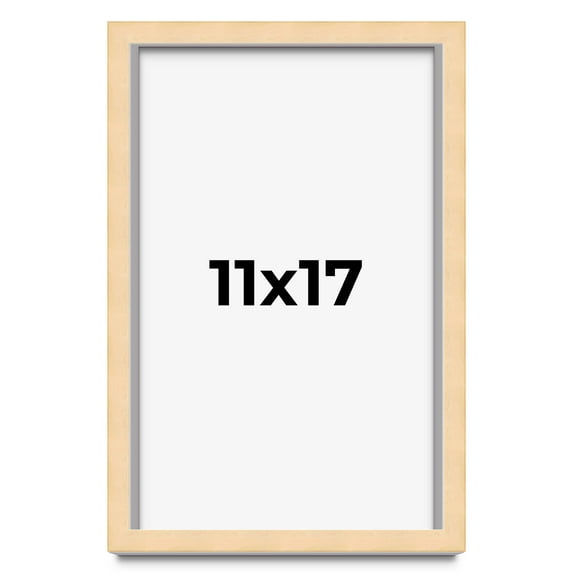 11x17 Frame Natural Wood Picture Frame | 0.75 Inch Moulding Width | with UV Acrylic Plexiglass,