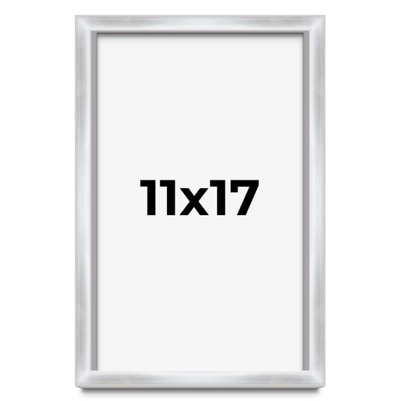 11x17 Frame Silver Whitewashed Wood Grain Solid Wood Shadow Box | 0.75 Inch Moulding Width | 0.75