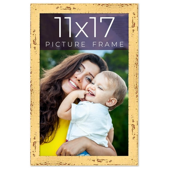 11x17 Frame Yellow Real Wood Picture Frame Width 1.25 inches | Interior Frame Depth 0.5 inches |