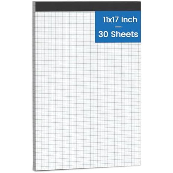 11x17 Graph Paper Pad, 4x4 Quad Ruled, 30 Sheets Large Graphing Paper 11'' x 17'' Engineering Paper, Blueprint Quadrille Grid Paper Blue Lines for Drawings, Drafting, Engineering Drawing, and Pla