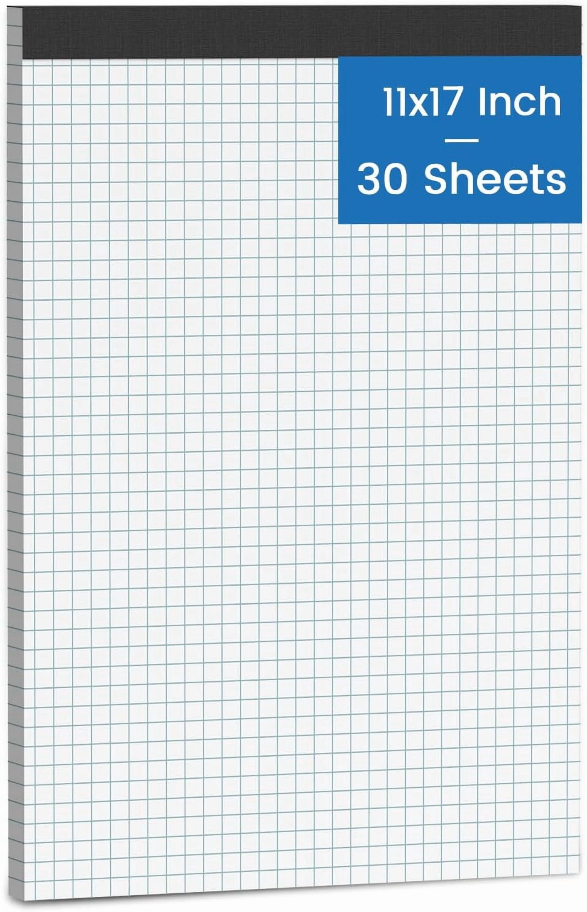 11x17 Graph Paper Pad, 4x4 Quad Ruled, 30 Sheets Large Graphing Paper ...
