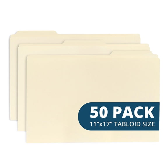 11x17 Manila File Folders, 50 Pack, For Blueprints Plans Drawings Construction Storage