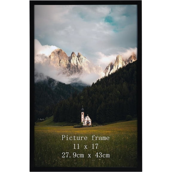 11x17 Picture Frame Black, 11 by 17 Thin Poster Photo Frame for Wall Display, Single