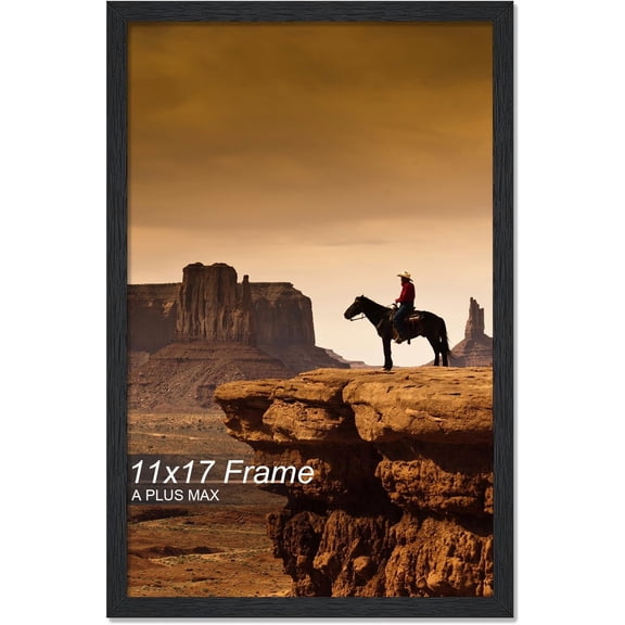 11x17 Picture Frame, Black Engineered Wood Frame for 11 x 17 Inch Picture Poster Photo, Light Weight 11 by 17 Frame with Wood-grain for Wall - 1 Pack/Black/11 x17