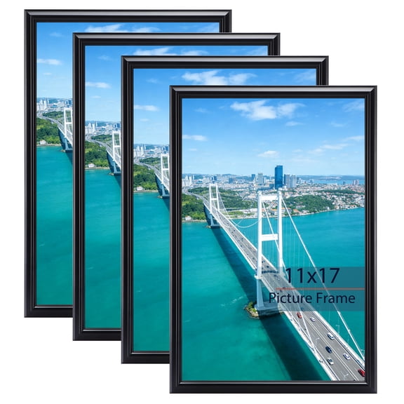 11x17 Picture Frame Set of 4, Black Gallery Wall Poster Frames