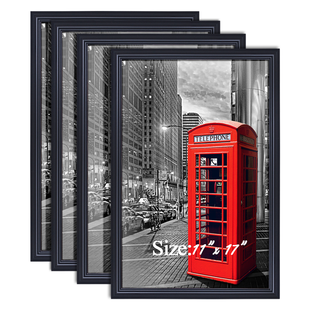 Mainstays 11x17 Rounded Black Poster Picture Frames, Set of 2