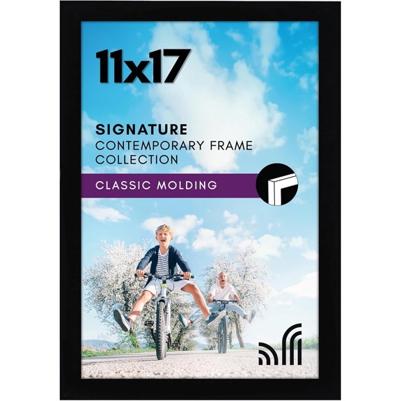 11x17 Picture Frame with Shatter-Resistant Glass - Signature Collection - Gallery-Style Frames Made of Engineered Wood - Photo Frame for Wall Display - Black