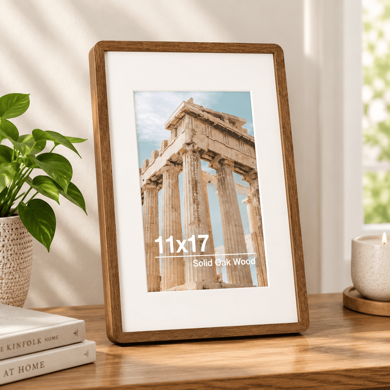 11x17 Picture Frame | Solid Oak Wood 17x11er 11 X 17 With Mat For 8x12 ...