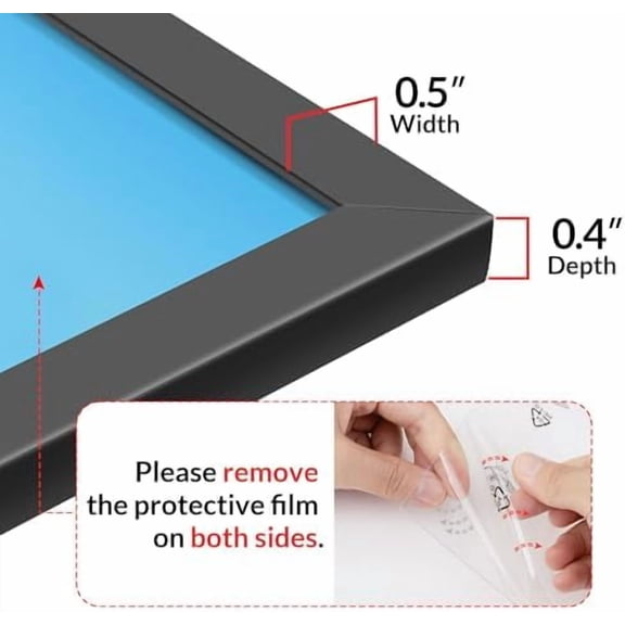 11x17 Picture Frame for Wall Display, 11x17 Black Picture Frame with HD Plexiglas, 11 x 17 Poster Frame 2 Pack, Display Frame for Vertical or Horizontal, Classic Collection