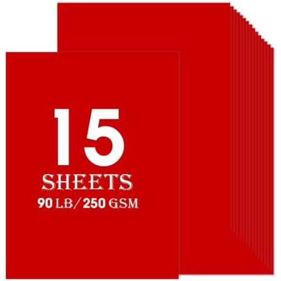 11x17 Red Card Stock, 15 Sheets, 80lb, A3, 2.4 Pounds, Acid-Free, Compatible with Inkjet, Laser, Copier Printers, Perfect for Scrapbook, Art & Crafts, Posters