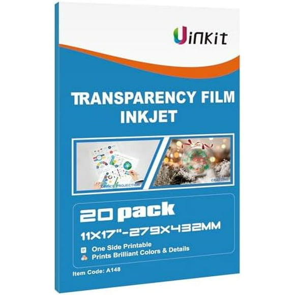 11x17 Transparency Film Inkjet Dye Inks 20 Sheets OHP Overhead Projector Acetate Sheets for Crafts Inkjet Printer Clear Transparent Paper