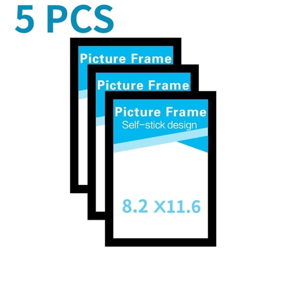 11x17 Window Poster Frame Made of Durable PVC and Strong Magnetic,Self Adhesive Flexible Display Frame,Black,Pack of 5