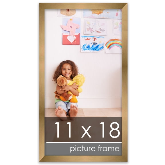11x18 Gold Bronze Wood Picture Frame - UV Acrylic, Foam Board Backing, Hanging Hardware