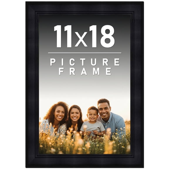 11x18 Frame Black Picture Frame - Complete Modern Photo Frame Includes UV Acrylic Shatter Guard