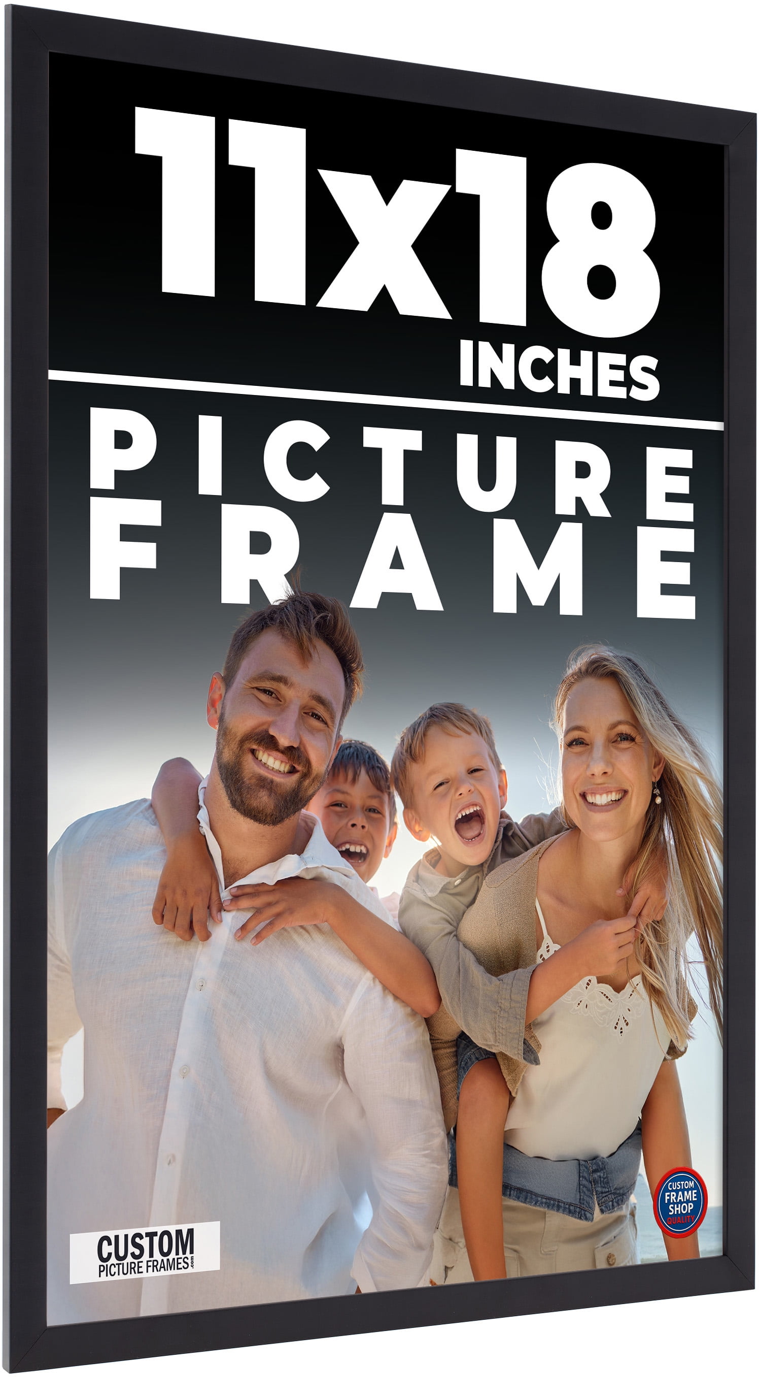 11x18 Frame Black Solid Wood Picture Frame | 0.75 Inch Moulding