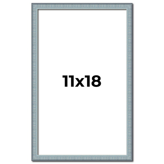 11x18 Frame Blue Scuffed Farm Board Solid Wood Picture Frame Width 0.75 Inches | Interior Depth 0.5