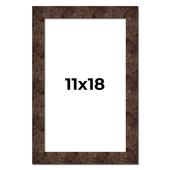 11x18 Frame Brown Burl Real Wood Picture Frame Width 1.625 Inches | Interior Frame Depth 0.5 Inches